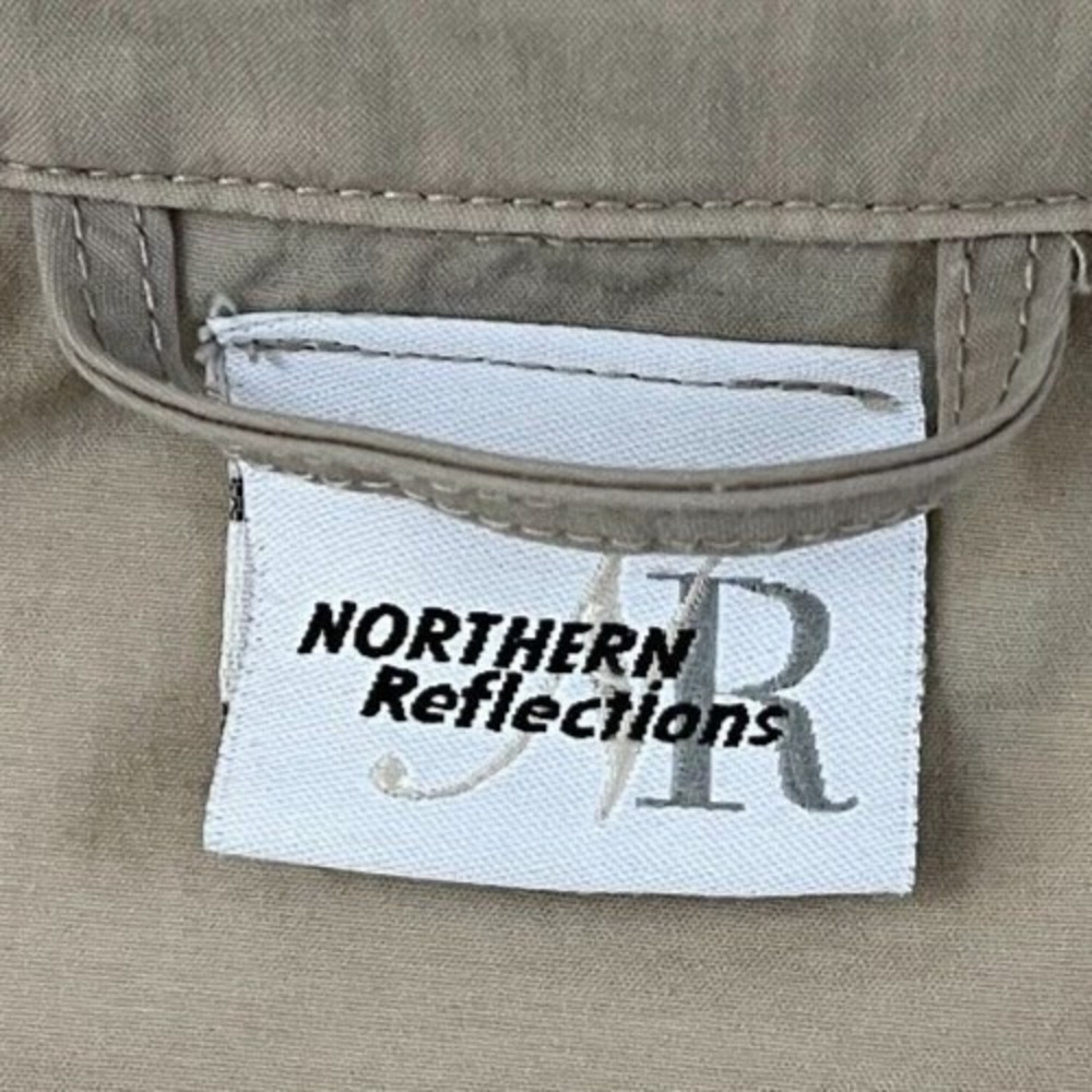 Northern Reflections Tan Floral Embroidered Nylon Windbreaker Jacket Medium - Picture 4 of 12
